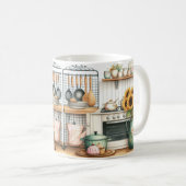 レトロキッチンプレートとヒマワリ コーヒーマグカップ (正面右)