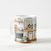 レトロキッチンプレートとヒマワリ コーヒーマグカップ (正面左)