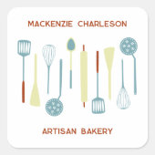 レトロキッチンベーカリーカフェケータリング スクエアシール (正面)