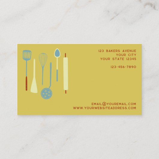 レトロキッチンベーキングケータリングイエロー 名刺 (裏面)