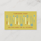 レトロキッチンベーキングケータリングイエロー 名刺 (正面)
