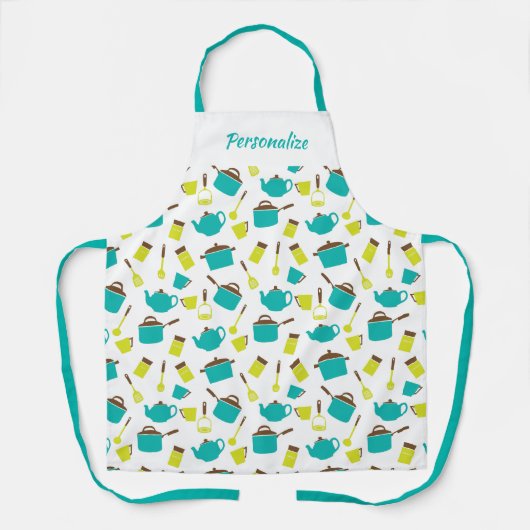 レトロキッチンポットパンズガスケットウィメンズ料理 エプロン (正面)