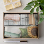 レトロキッチン料理とヒマワリ工芸品 薄葉紙 (ギフト)