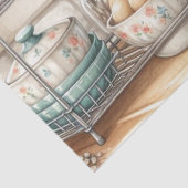 レトロキッチン料理ティーポットとヒマワリ 薄葉紙 (詳細)