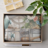 レトロキッチン料理ティーポットとヒマワリ 薄葉紙 (ギフト)