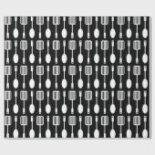 レトロキッチン料理器具パターン ラッピングペーパー (フラット)