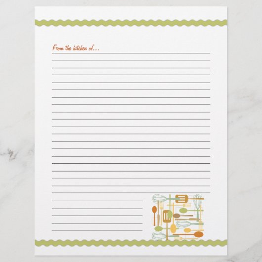 レトロキッチン料理器具レシピページ (正面)