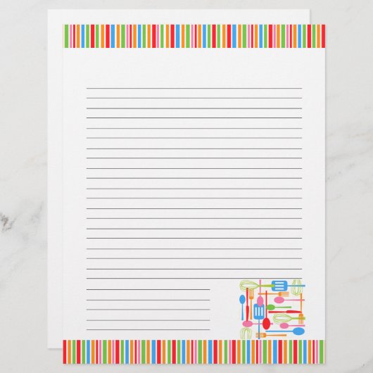 レトロキッチン料理器具空白のレシピページ (正面/裏面)