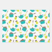 レトロキッチン装飾ポットパン用品テーマ ラッピングペーパーシート (正面)