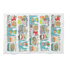 レトロキッチン調理師ブックイラストレーションアクア