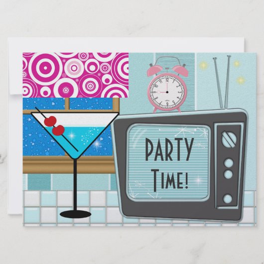 レトロキッチン – カクテル – ディナーパーティー- SRF 招待状 (正面)