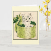 レトロキッテンセントパトリックズデイノートカード カード (黄色い花)