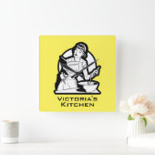 レトロキッパーソナライズされたチン名アクリル製壁時計 スクエア壁時計 (ホーム)