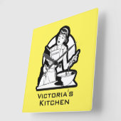 レトロキッパーソナライズされたチン名アクリル製壁時計 スクエア壁時計 (傾斜)