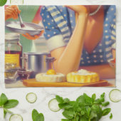 レトロキッ絵画チン キッチンタオル (折り畳み)