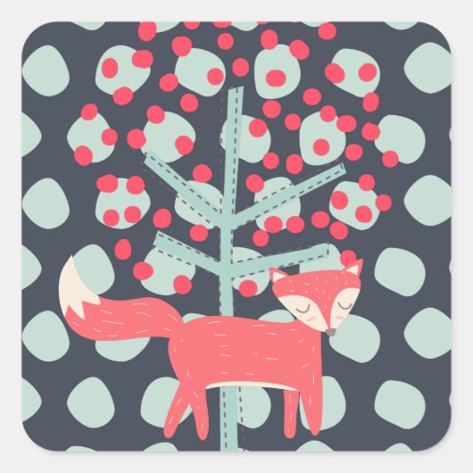 レトロキツネ スクエアシール (正面)