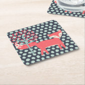 レトロキツネ スクエアペーパーコースター (アングル)