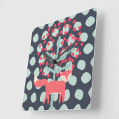 レトロキツネ スクエア壁時計 (傾斜)