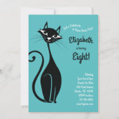 レトロキティキャット子供の誕生日パーティー 招待状 (正面)