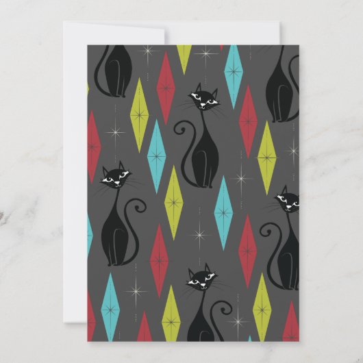 レトロキティキャット子供の誕生日パーティー 招待状 (裏面)