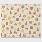 レトロキノコヴィンテージホリデーデコールクリスマス ラッピングペーパー (フラット)