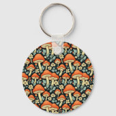 レトロキノコヴィンテージ花パーソナライズされた キーホルダー (裏面)