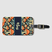 レトロキノコヴィンテージ花パーソナライズされた ラゲッジタグ (正面横)