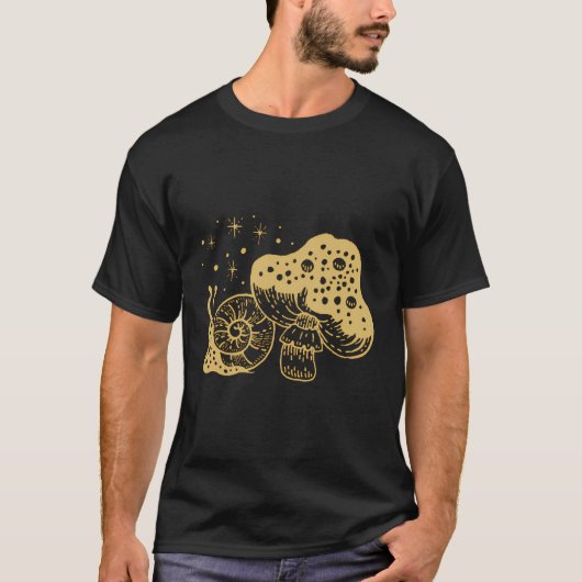 レトロキノコ及びカタツムリ Tシャツ (正面)