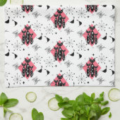 レトロキャッツアトミックスターバストモダンミッドセンチュリー キッチンタオル (折り畳み)