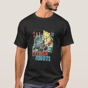レトロキャッツィラ対ロボット 日本の80年代 90年代 Tシャツ