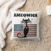 レトロキャットアメオヴィカ愛国心7月4日ピロー クッション (ブランケット)