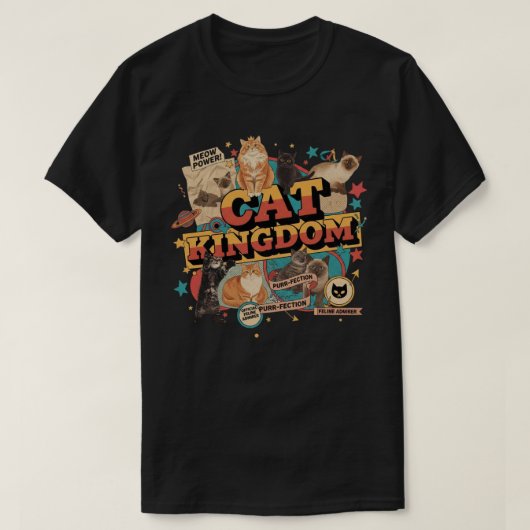 レトロキャットキングダムの美学 - ヴィンテージ90年代 Tシャツ (デザイン正面)