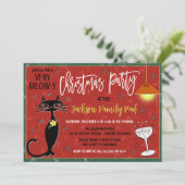 レトロキャットクリスマスカクテルパーティの招待状 招待状 (スタンド正面)