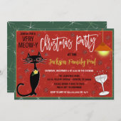 レトロキャットクリスマスカクテルパーティの招待状 招待状 (正面/裏面)