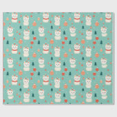 レトロキャットクリスマスホリデー ラッピングペーパー (フラット)