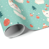 レトロキャットクリスマスホリデー ラッピングペーパー (ロールコーナー)