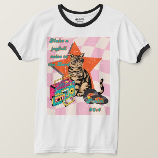 レトロキャットバイブル詩ユニセックス手 Tシャツ (デザイン正面)