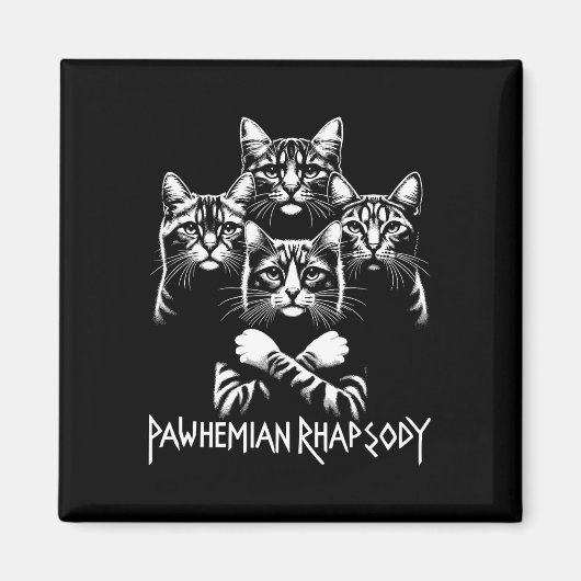 レトロキャットロック音楽コンサートバンド男性キッズウィメンズF マグネット (正面)