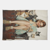 レトロキャット熱狂するレディービーブの抱擁 キッチンタオル (横)