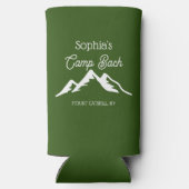 レトロキャプパーソナライズされたンバッハマウンテンズグリーン スリム缶クーラー (裏面)