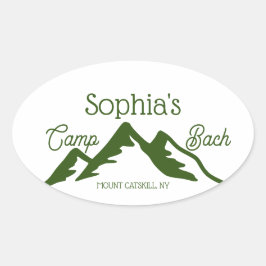 レトロキャプパーソナライズされたンバッハマウンテンズグリーン 楕円形シール