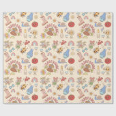 レトロキャラクターパターン包装紙 ラッピングペーパー (フラット)