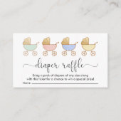 レトロキャリッジおむつラッフルベビーシャワー エンクロージャーカード (正面)