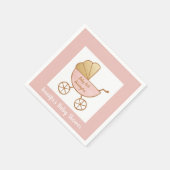 レトロキャリッジパステルピンクホワイトベビーガールシャワー スタンダードカクテルナプキン (角)