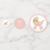 レトロキャリッジ玩具ボトルピンクベビーガールシャワー コンフェッティ (正面)