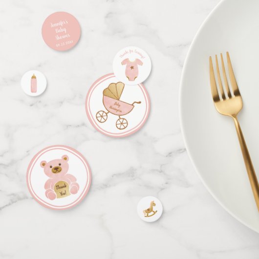 レトロキャリッジ玩具ボトルピンクベビーガールシャワー コンフェッティ (グループ)