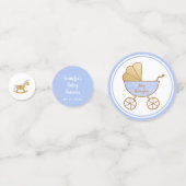 レトロキャリッジ玩具ボトルブルー男の赤ちゃんシャワー コンフェッティ (正面)