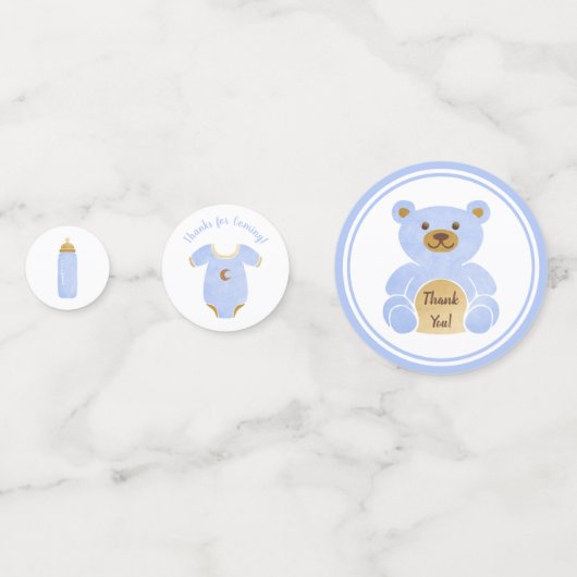 レトロキャリッジ玩具ボトルブルー男の赤ちゃんシャワー コンフェッティ (裏面)