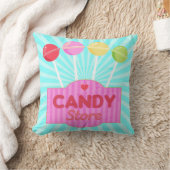 レトロキャンディストアパステル棒つきキャンデーオンストライプズ クッション (ブランケット)