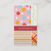 レトロキャンデーのピンクパターンは格子縞の点のストライプを平方します 名刺 (裏面)